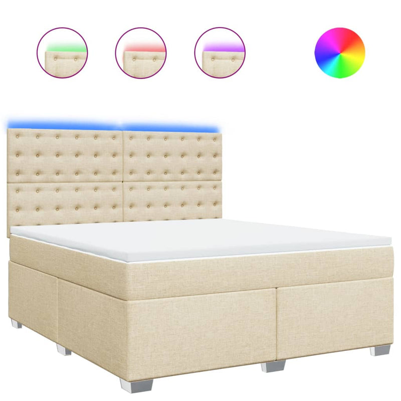 Pat continental cu saltea, crem, 180x200 cm, textil