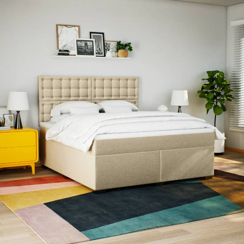 Pat continental cu saltea, crem, 180x200 cm, textil