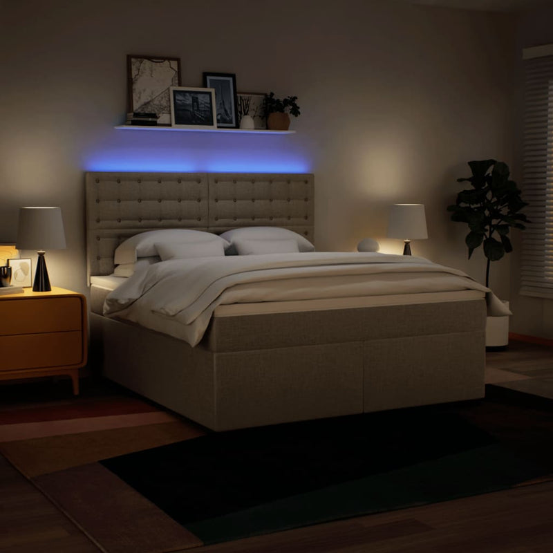 Pat continental cu saltea, crem, 180x200 cm, textil