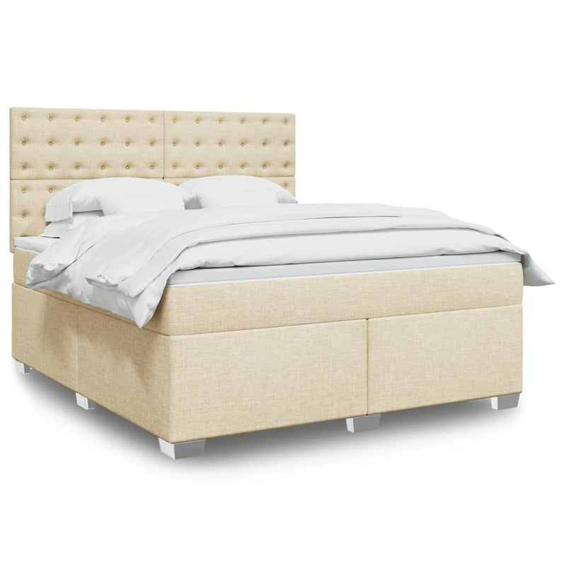 Pat continental cu saltea, crem, 180x200 cm, textil