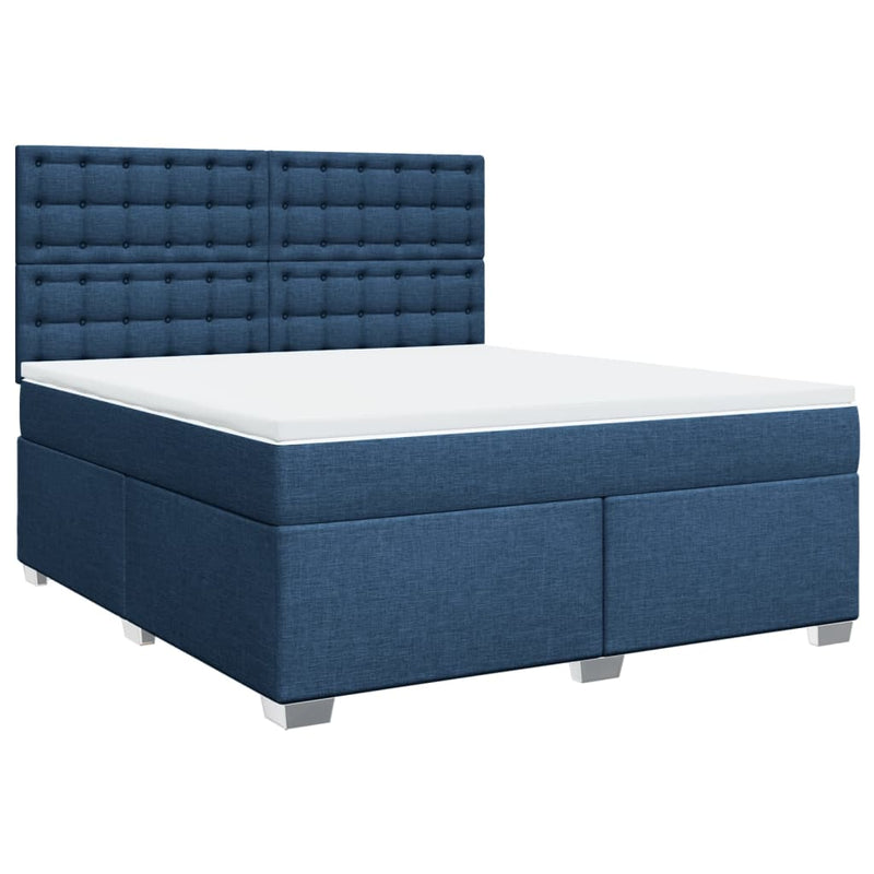 Pat box spring cu saltea, albastru, 180x200 cm, material textil