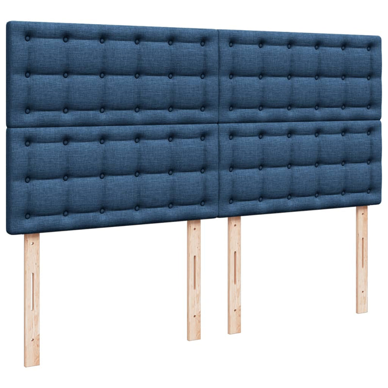 Pat box spring cu saltea, albastru, 180x200 cm, material textil