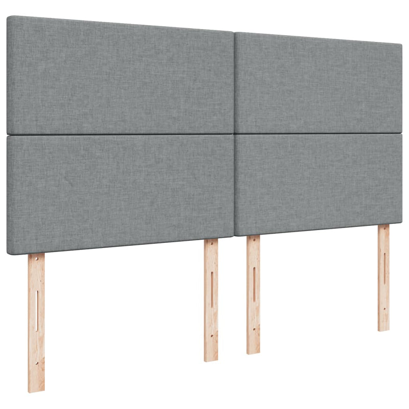 Pat box spring cu saltea, gri deschis, 200x200 cm, textil