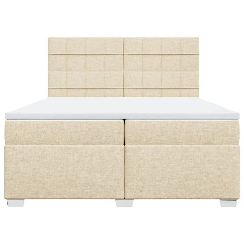 Pat box spring cu saltea, crem, 200x200 cm, textil