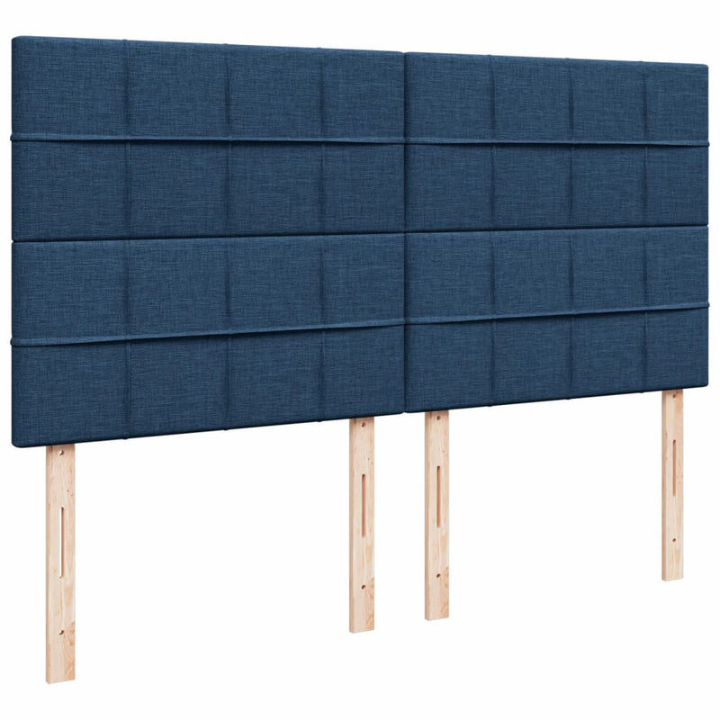Pat box spring cu saltea, albastru, 200x200 cm, textil