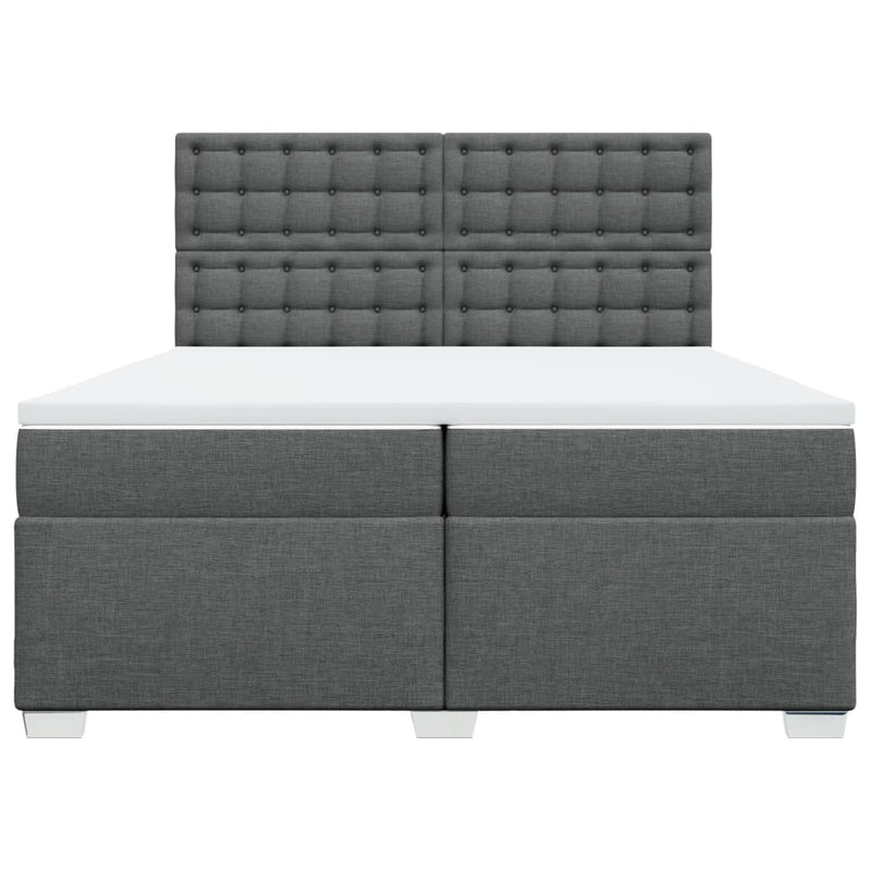 Pat box spring cu saltea, gri închis, 200x200 cm, textil