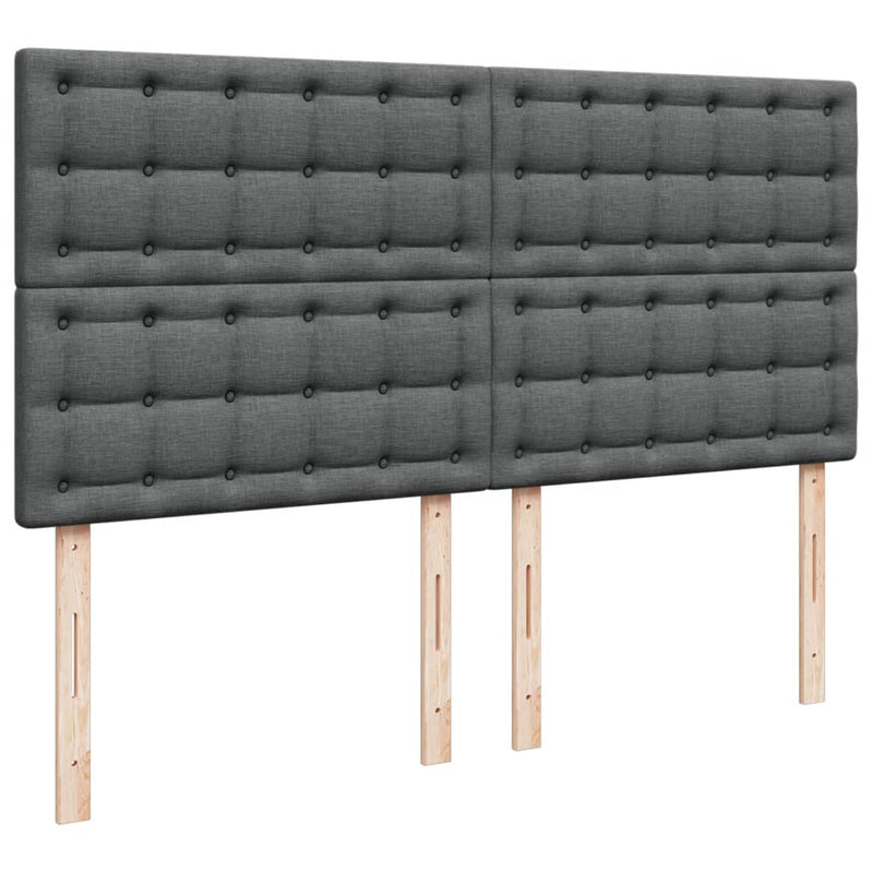 Pat box spring cu saltea, gri închis, 200x200 cm, textil