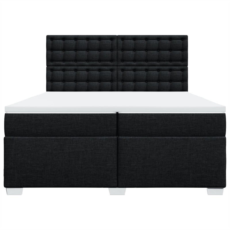 Pat box spring cu saltea, negru, 200x200 cm, textil