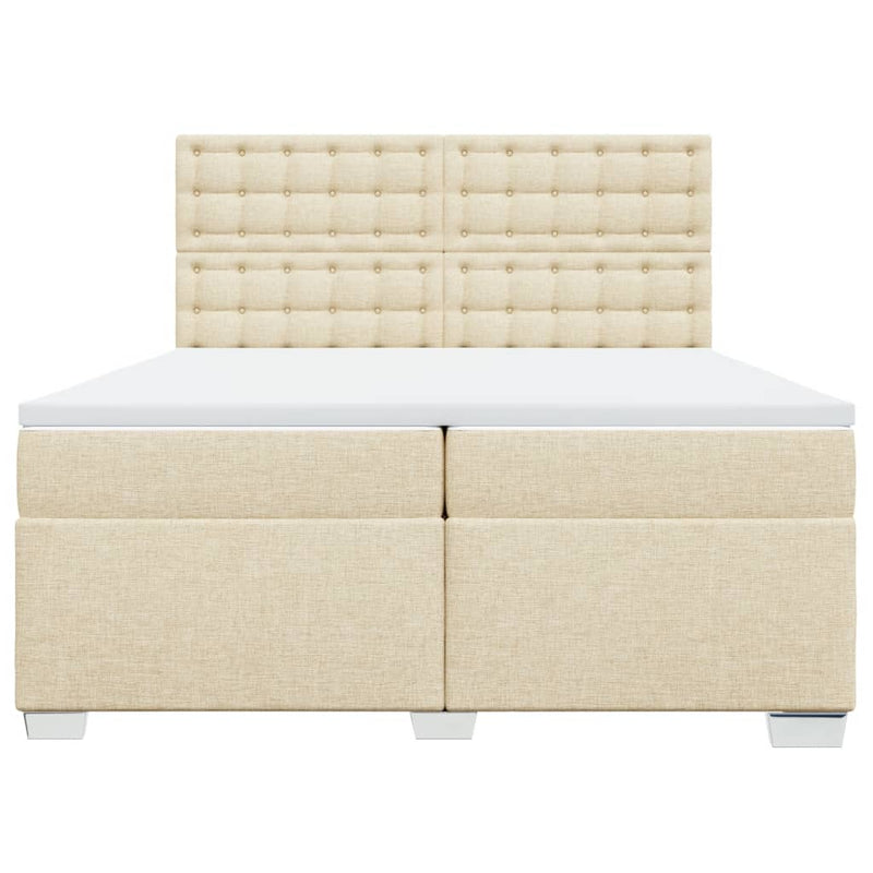 Pat box spring cu saltea, crem, 200x200 cm, textil