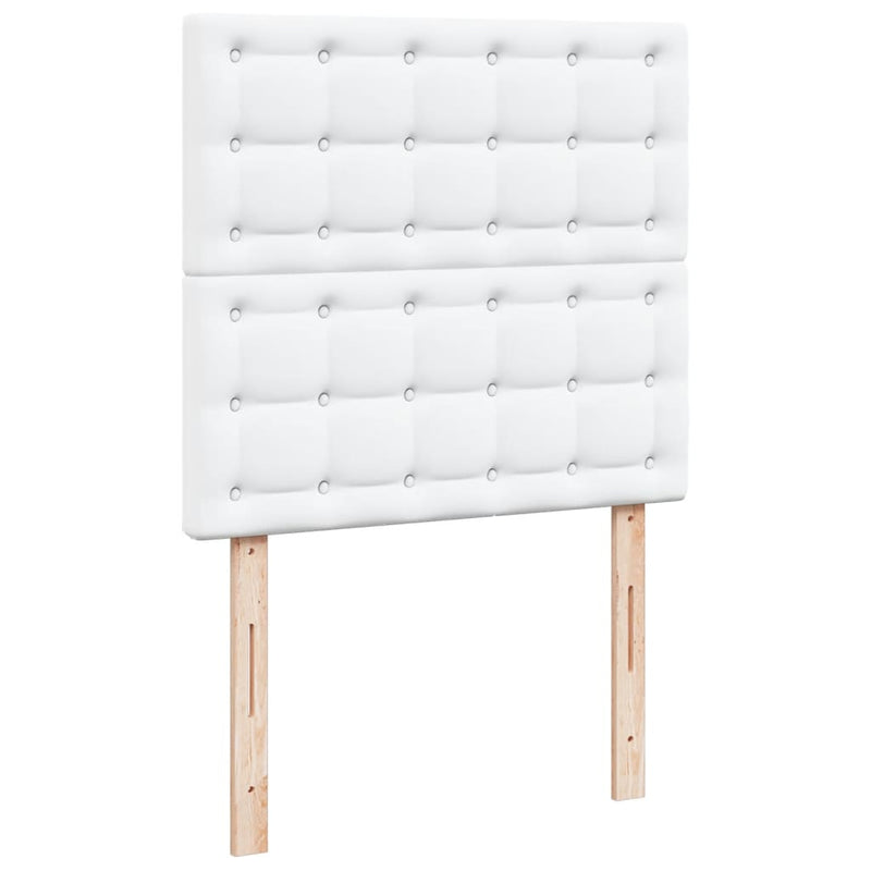 Pat box spring cu saltea, alb, 80x200 cm, piele ecologică