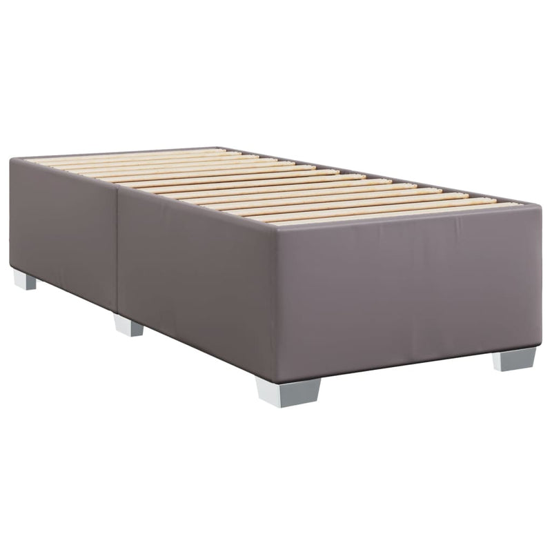Pat box spring cu saltea, gri, 80x200 cm, piele ecologică