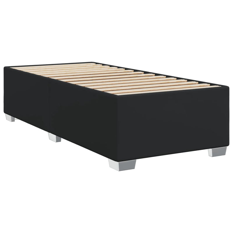 Pat box spring cu saltea, negru, 90x190 cm, piele ecologică
