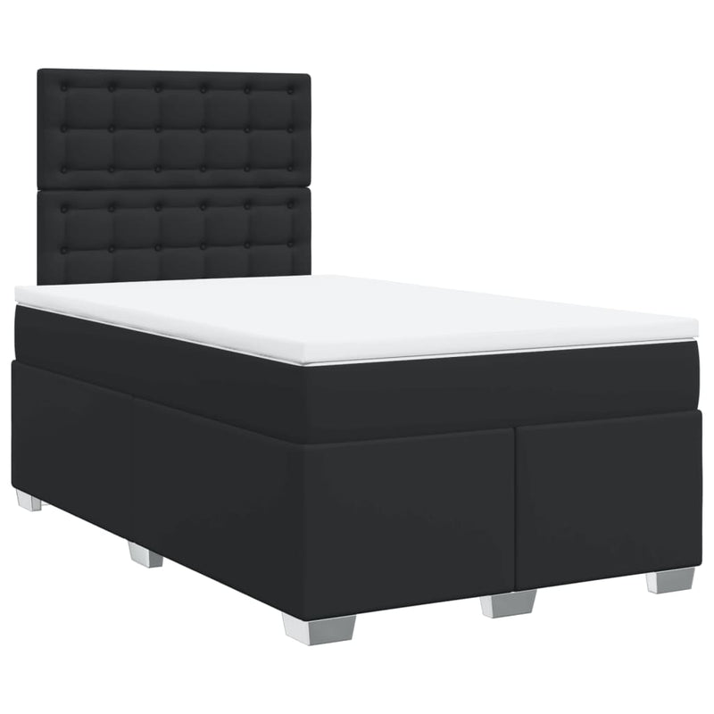 Pat box spring cu saltea, negru, 120x190 cm, piele ecologică
