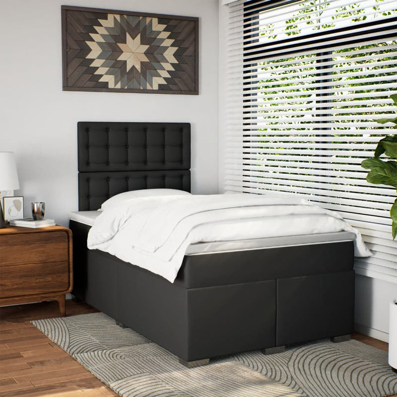 Pat box spring cu saltea, negru, 120x190 cm, piele ecologică