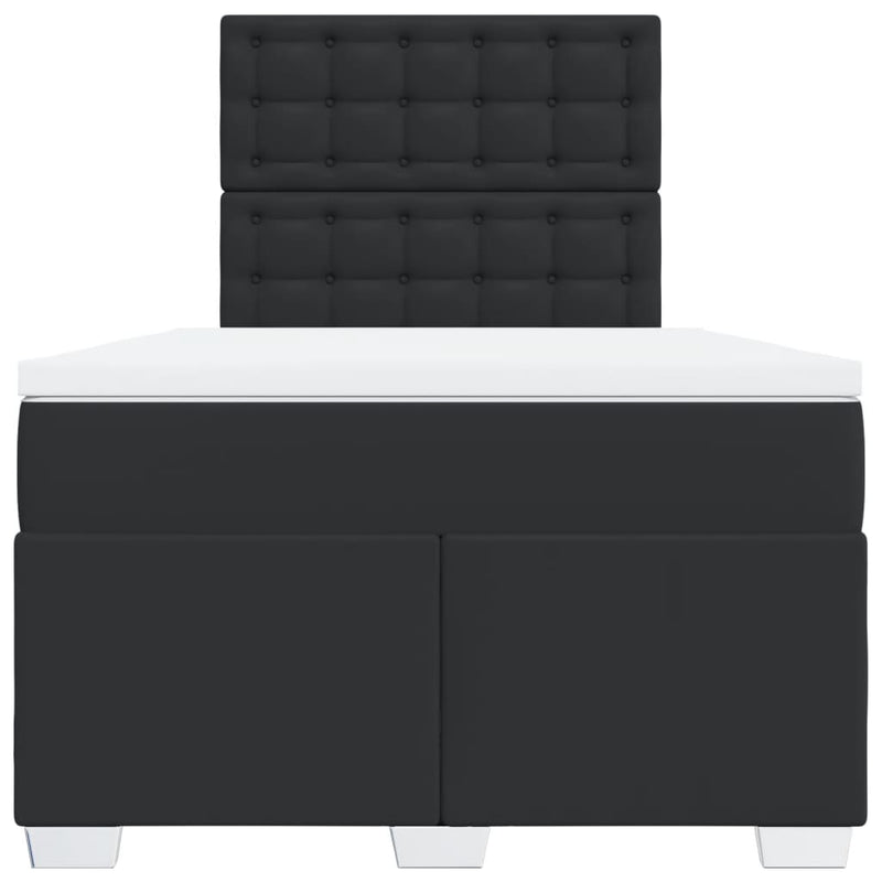 Pat box spring cu saltea, negru, 120x190 cm, piele ecologică