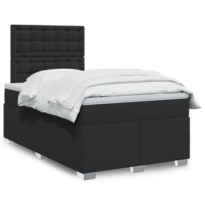 Pat box spring cu saltea, negru, 120x190 cm, piele ecologică