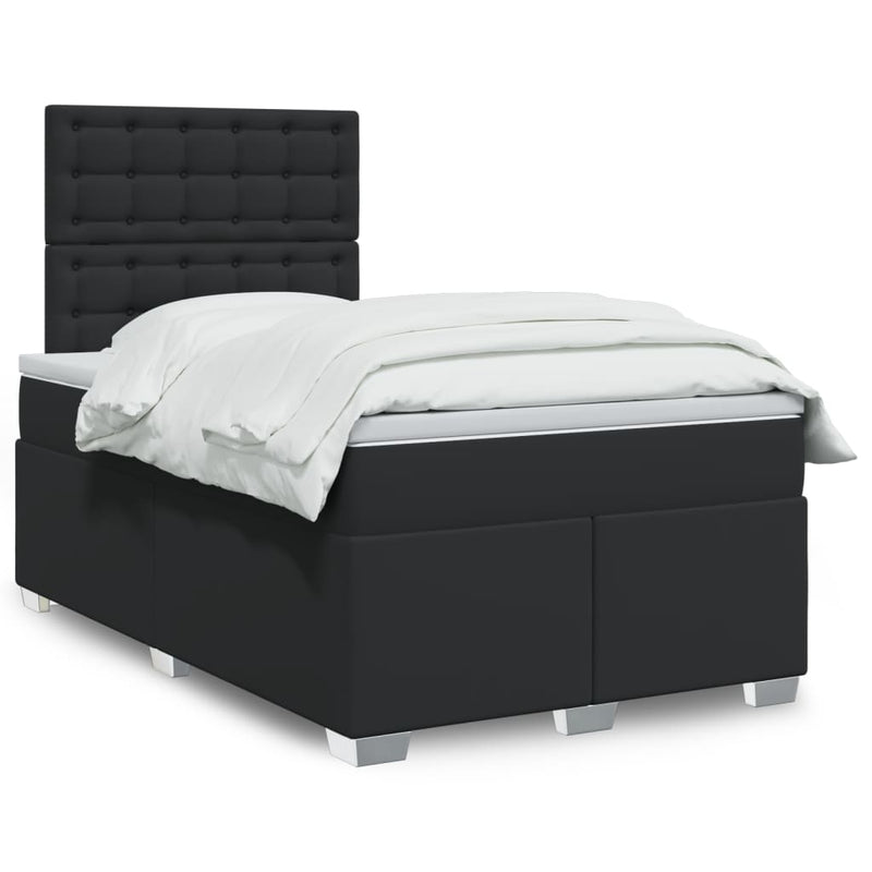 Pat box spring cu saltea, negru, 120x190 cm, piele ecologică