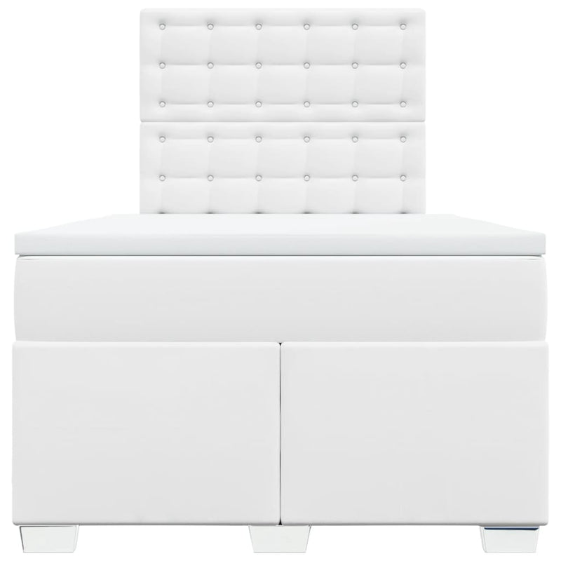 Pat box spring cu saltea, alb, 120x190 cm, piele ecologică