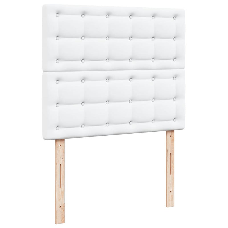 Pat box spring cu saltea, alb, 120x190 cm, piele ecologică