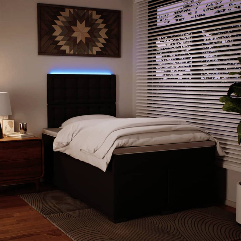 Pat continental cu saltea, negru, 120x200 cm, piele ecologică