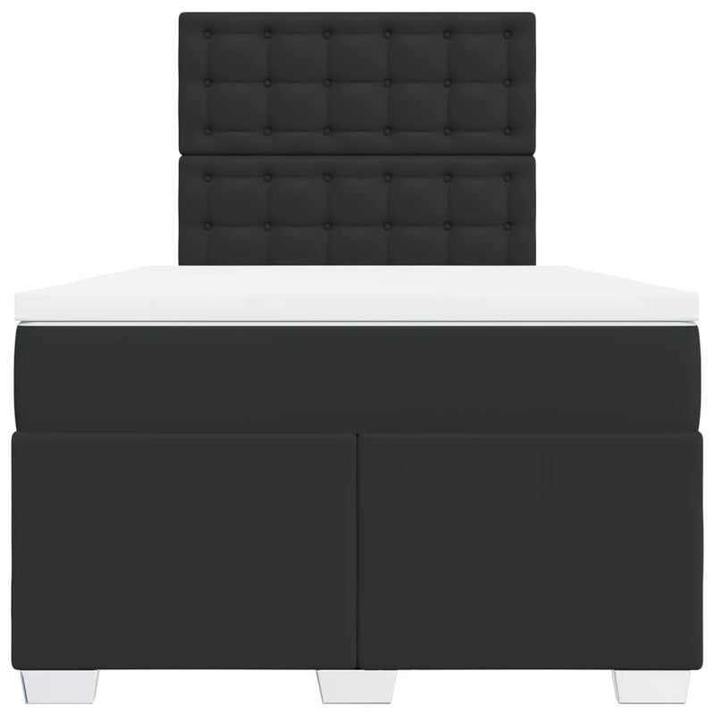 Pat continental cu saltea, negru, 120x200 cm, piele ecologică