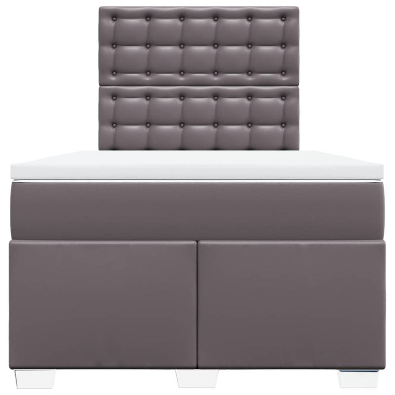 Pat box spring cu saltea, gri, 120x200 cm, piele ecologică