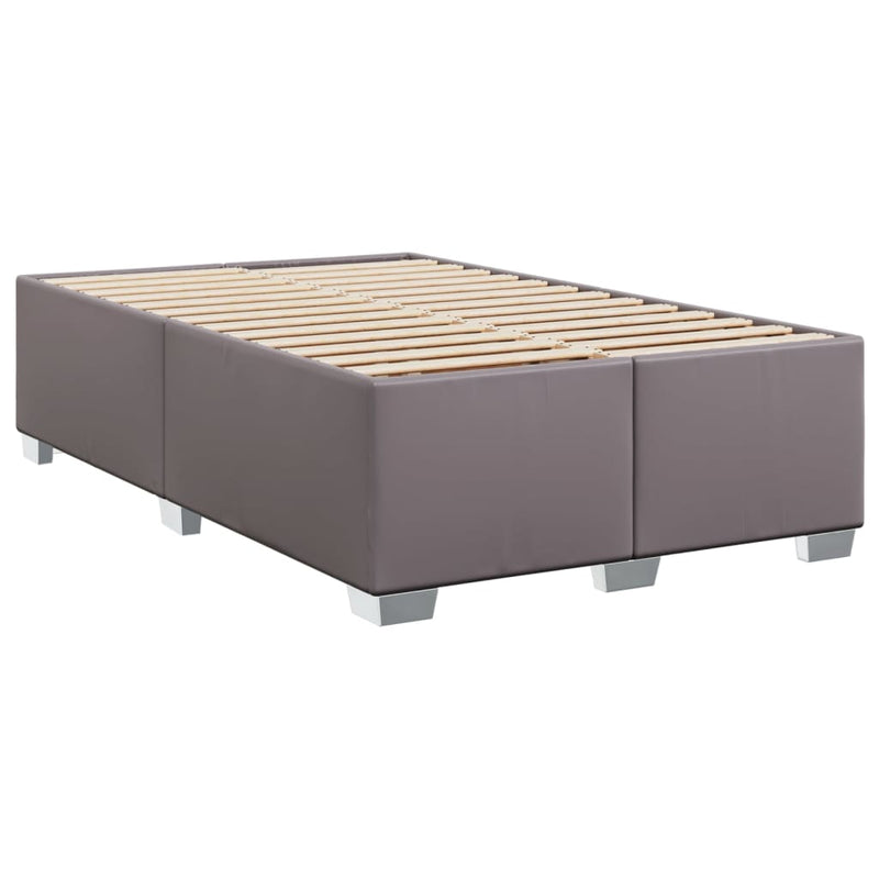 Pat box spring cu saltea, gri, 120x200 cm, piele ecologică