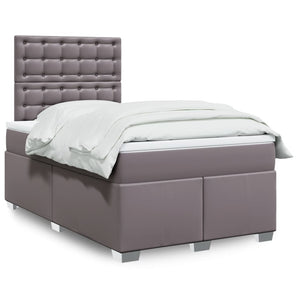 Pat box spring cu saltea, gri, 120x200 cm, piele ecologică