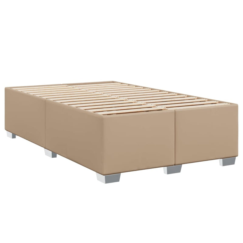 Pat box spring cu saltea, cappuccino, 120x200cm piele ecologică