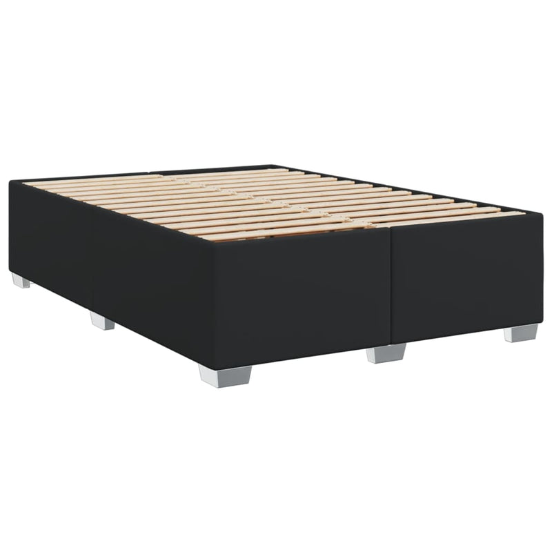 Pat box spring cu saltea, negru, 140x190 cm, piele ecologică