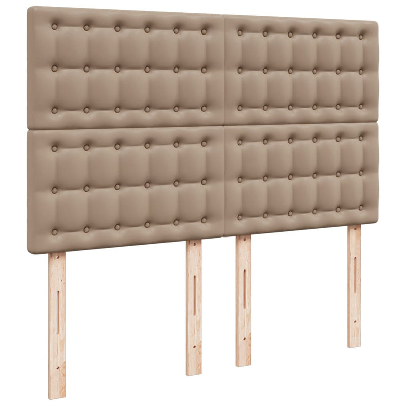Pat box spring cu saltea, cappuccino, 140x190cm piele ecologică