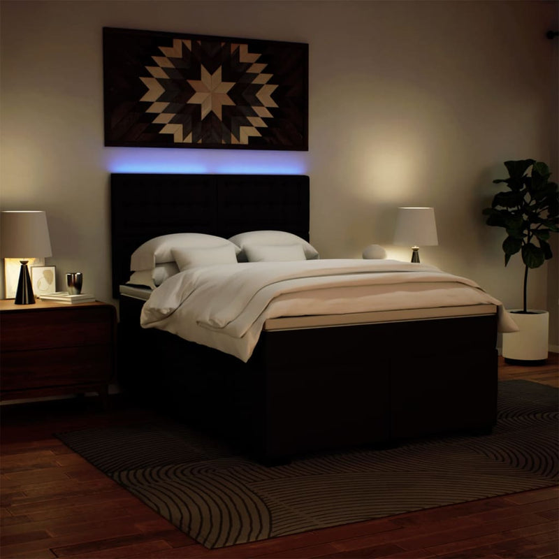 Pat box spring cu saltea, negru, 140x200 cm, piele ecologică