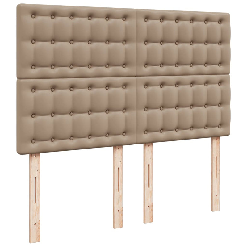 Pat box spring cu saltea, cappuccino, 140x200cm piele ecologică