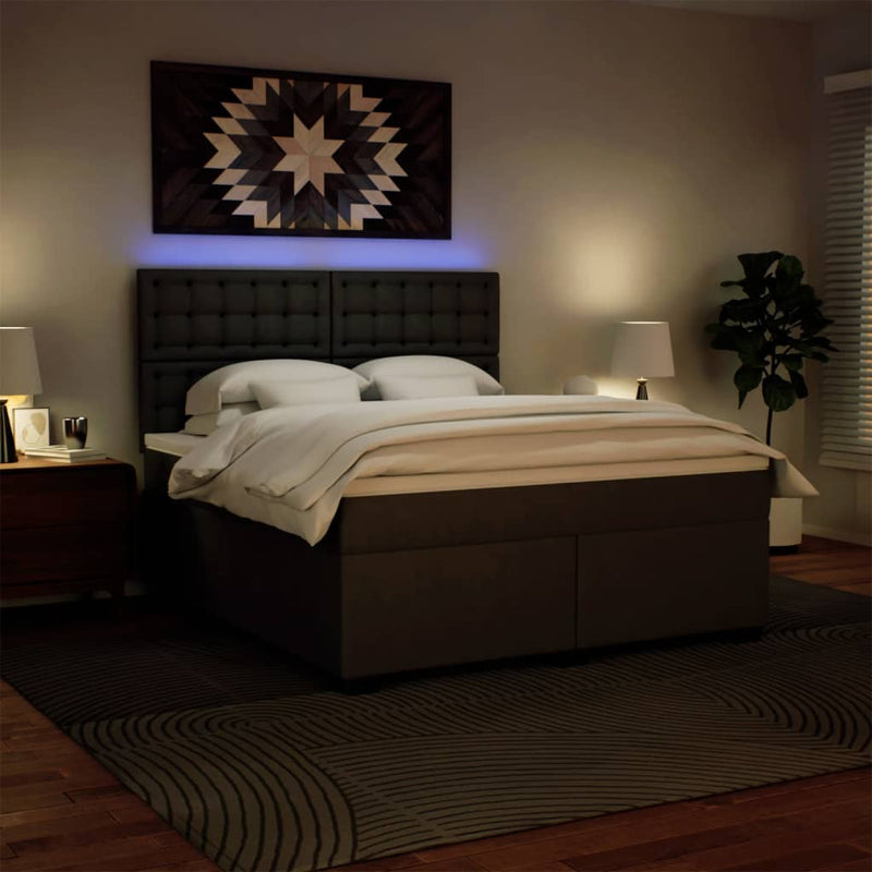Pat box spring cu saltea, negru, 180x200 cm, piele ecologică