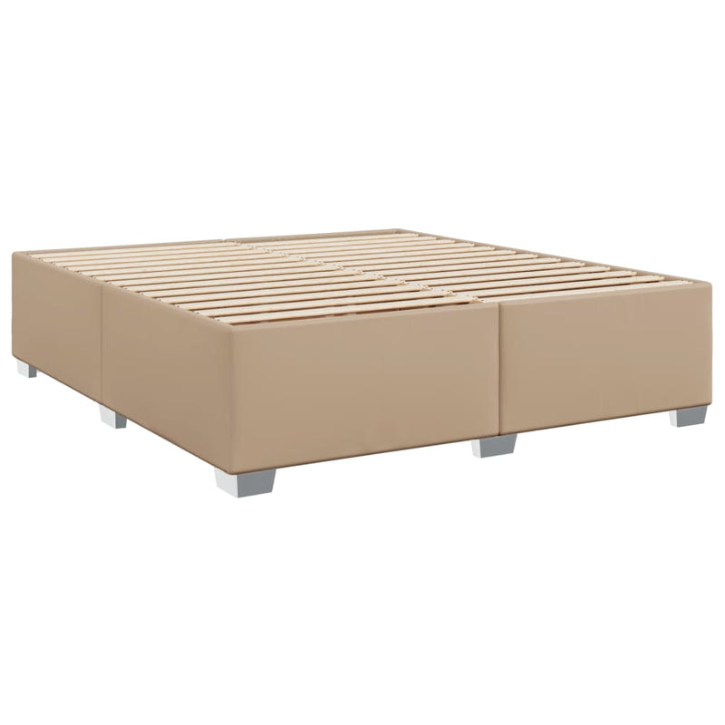 Pat box spring cu saltea, cappuccino, 180x200cm piele ecologică
