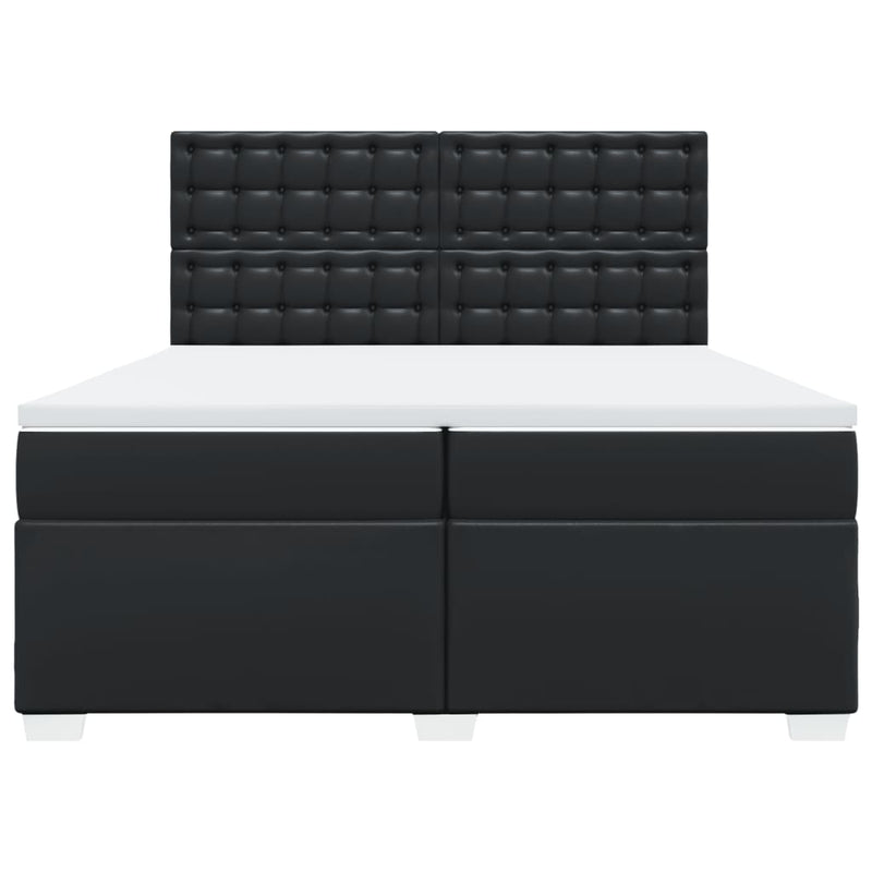 Pat box spring cu saltea, negru, 200x200 cm, piele ecologică
