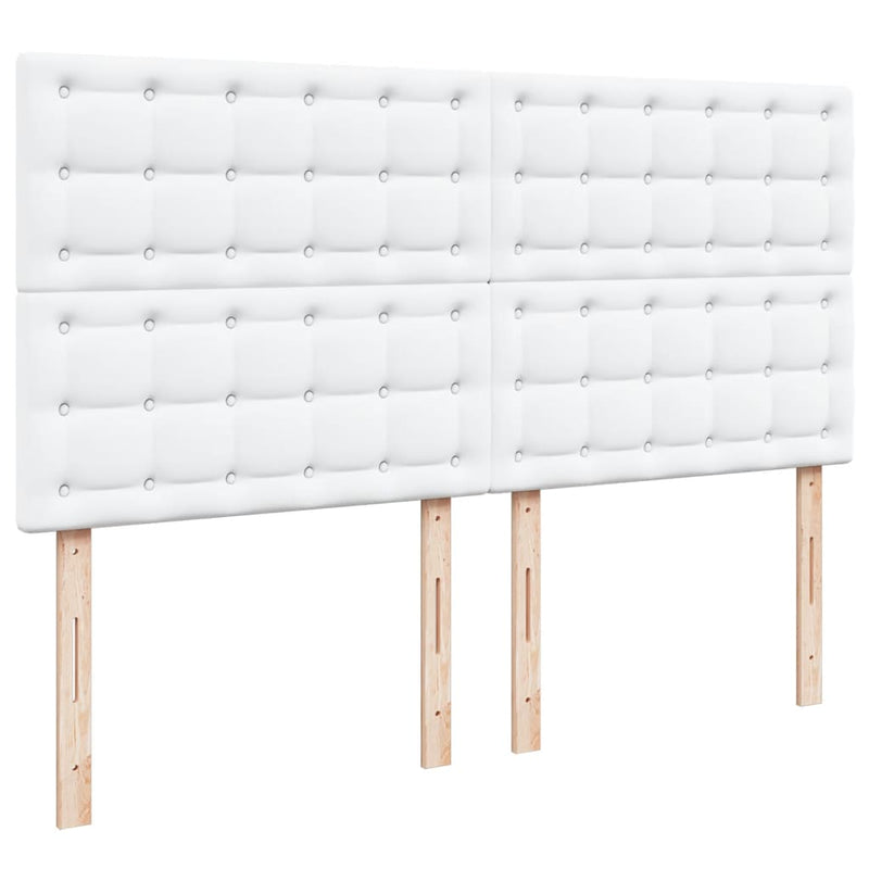 Pat box spring cu saltea, alb, 200x200 cm, piele ecologică