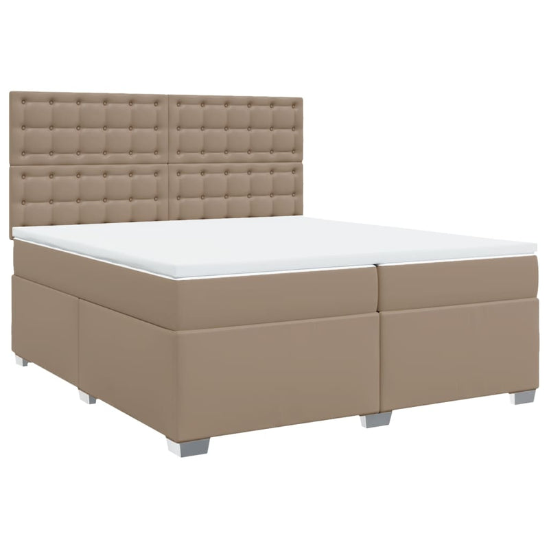 Pat continental cu saltea, cappuccino, 200x200 cm, piele eco
