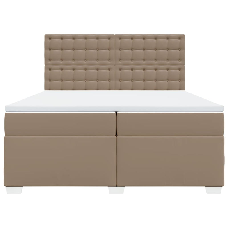 Pat continental cu saltea, cappuccino, 200x200 cm, piele eco
