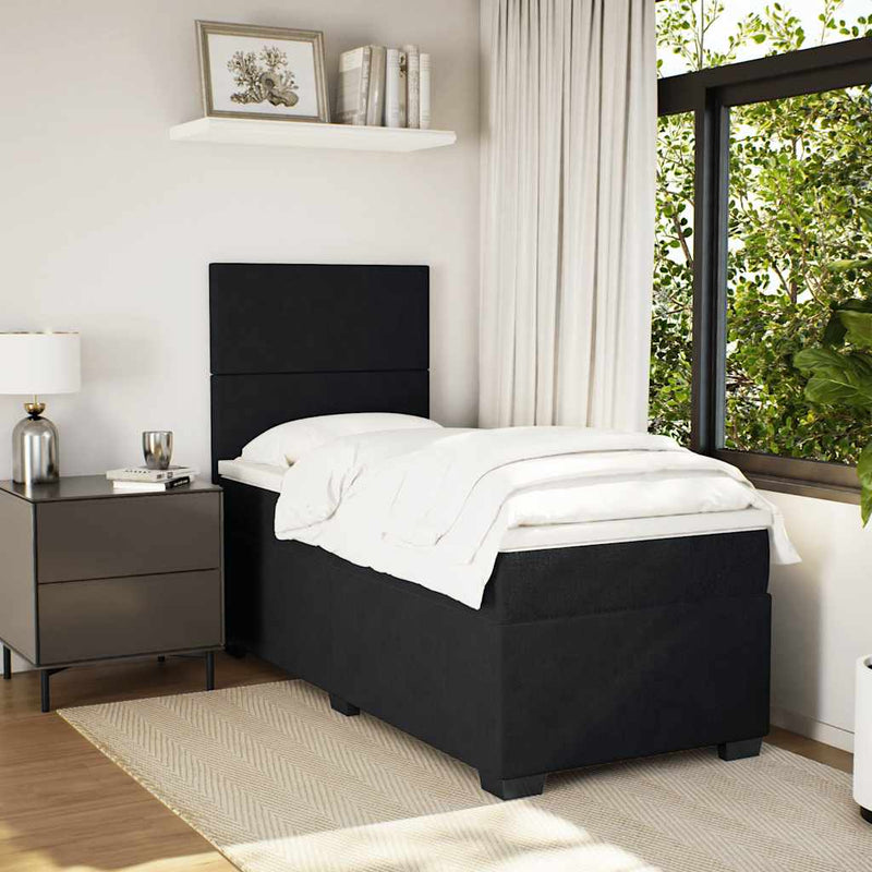 Pat box spring cu saltea, negru, 80x200 cm, catifea