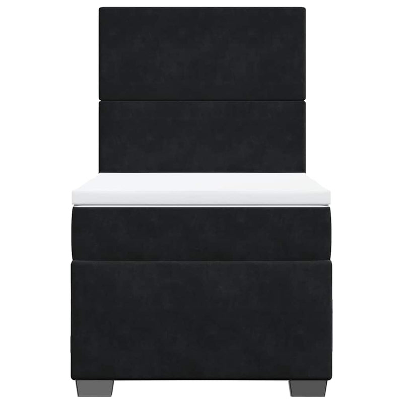 Pat box spring cu saltea, negru, 80x200 cm, catifea