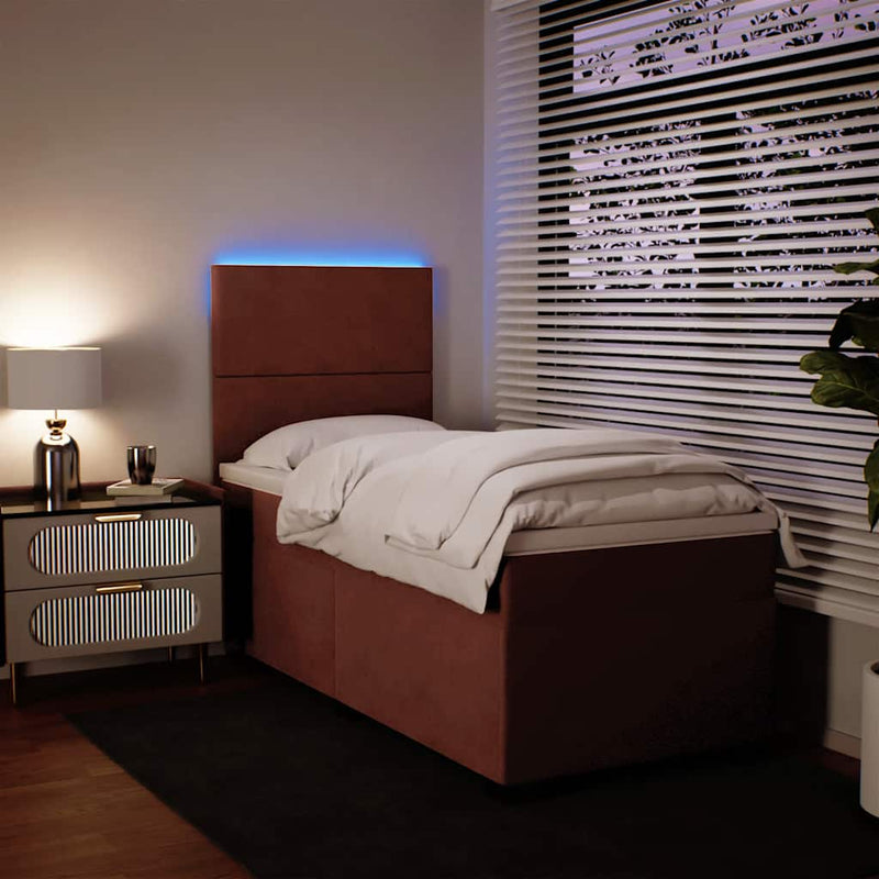 Pat box spring cu saltea, roz, 80x200 cm, catifea