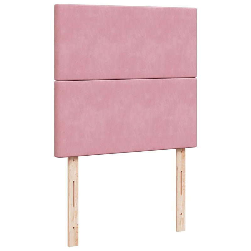 Pat box spring cu saltea, roz, 80x200 cm, catifea