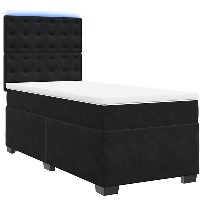 Pat box spring cu saltea, negru, 80x200 cm, catifea
