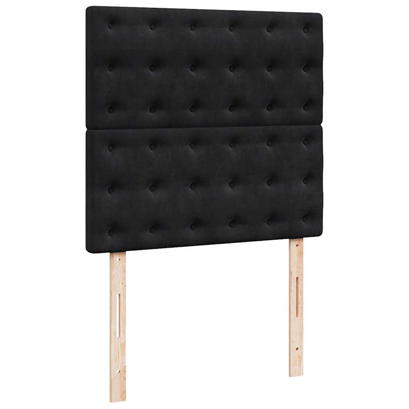 Pat box spring cu saltea, negru, 80x200 cm, catifea