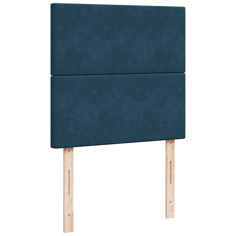 Pat box spring cu saltea, albastru, 90x190 cm, catifea