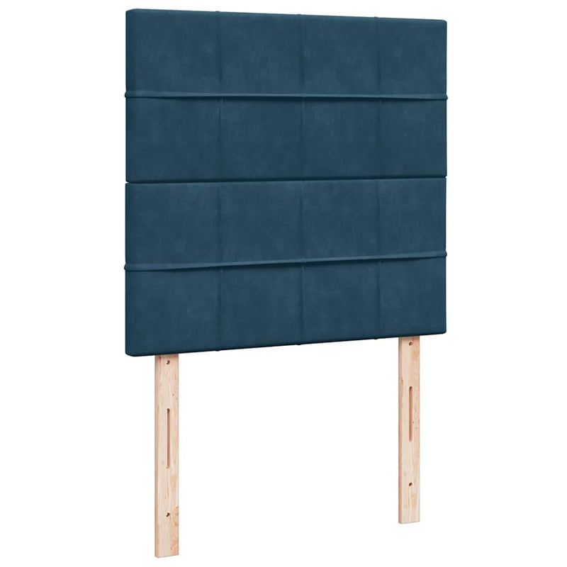 Pat box spring cu saltea, albastru, 90x190 cm, catifea