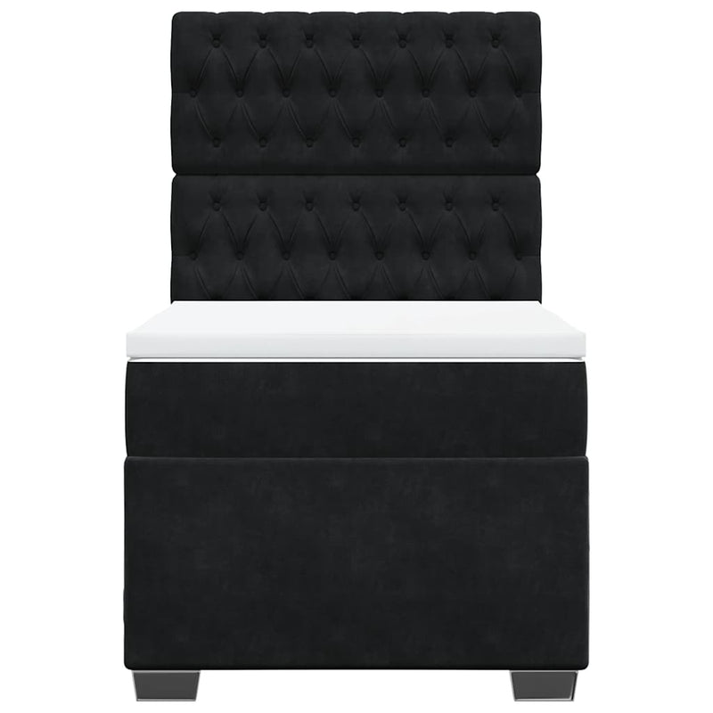 Pat box spring cu saltea, negru, 90x190 cm, catifea