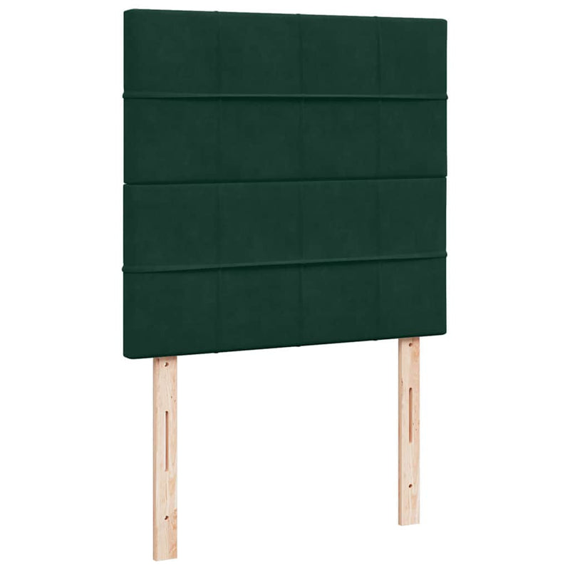 Pat box spring cu saltea, verde închis, 90x200 cm, catifea