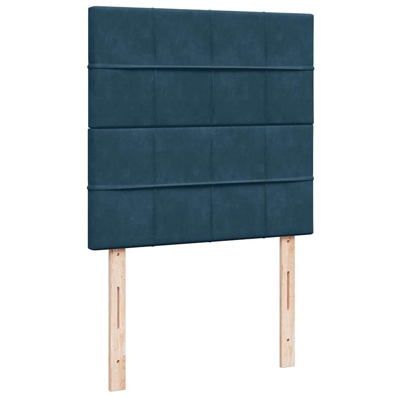Pat box spring cu saltea, albastru, 90x200 cm, catifea